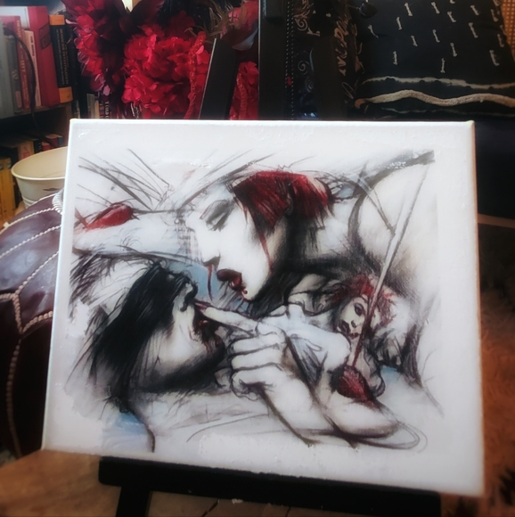 custom gothic art 8x10 inches printed canvas with easel - Picture 6 of 7